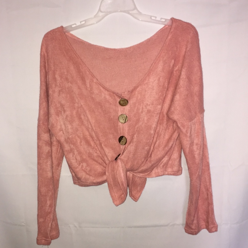 Coral Pink Off the shoulder Cropped Sweater